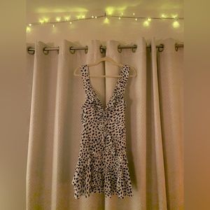 Forever 21 black and white polka dot open back dress size medium